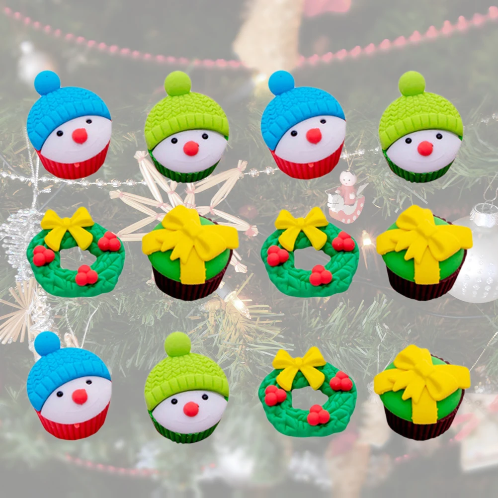 

3 Boxes Christmas Stationery Rubber Novelty Eraser Gifts Student Creative Pencil Synthetic Cartoon Child