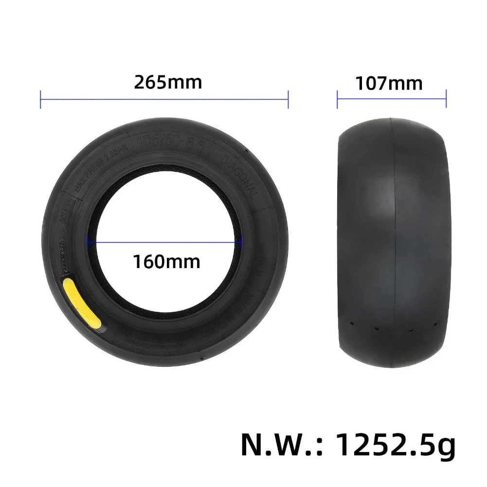 

Высокопроизводительная бескамерная шина 105/50-6,5 с полузащелкой для мини-велосипедов объемом 49 куб.см и гоночных картингов с улучшенной стабильностью захвата