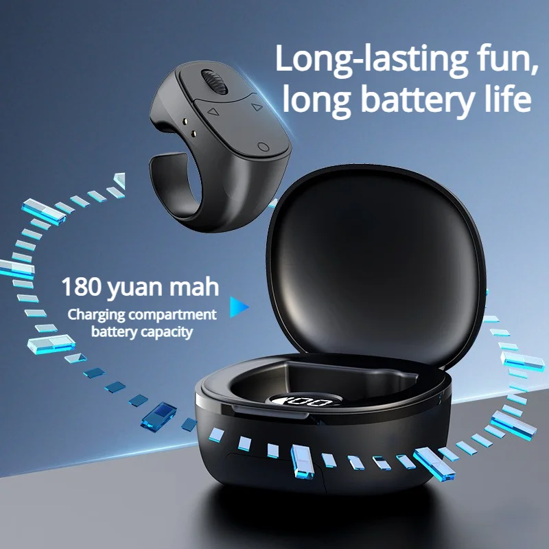 Wireless Bluetooth Roller Fingertip Ring Page Turner Portable Ring-Shaped Mouse Controller For Home Travel Car