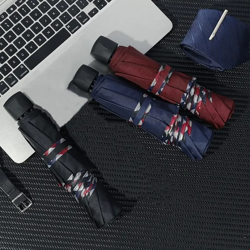 10-Bone Bumper Cloth Folding Umbrella - Windproof, Rainproof, Dual-Purpose for Sunny & Rainy Days. Ideal for Business and Everyd