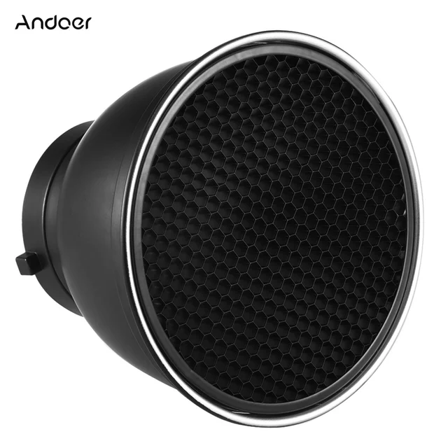 Andoer 7” Standardowy klosz z dyfuzorem i reflektorem z 60 °   Siatka o strukturze plastra miodu do lampy błyskowej Bowens Mount Studio Strobe Flash Light Speedlite