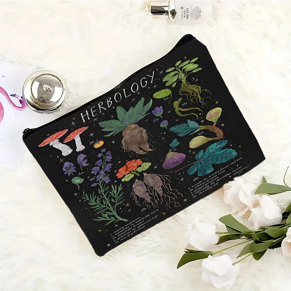 1pc Cartoon Mushroom Print Makeup Bag Coin Purse Toiletry Travel Bag Professional Makeup Suitcase Women Cosmetic Cases