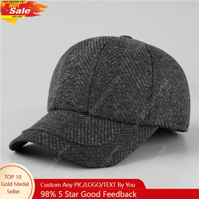 Auturnn Thick Warm Men Winter Baseball Cap With Ear Flaps, Ideal choice for Gifts