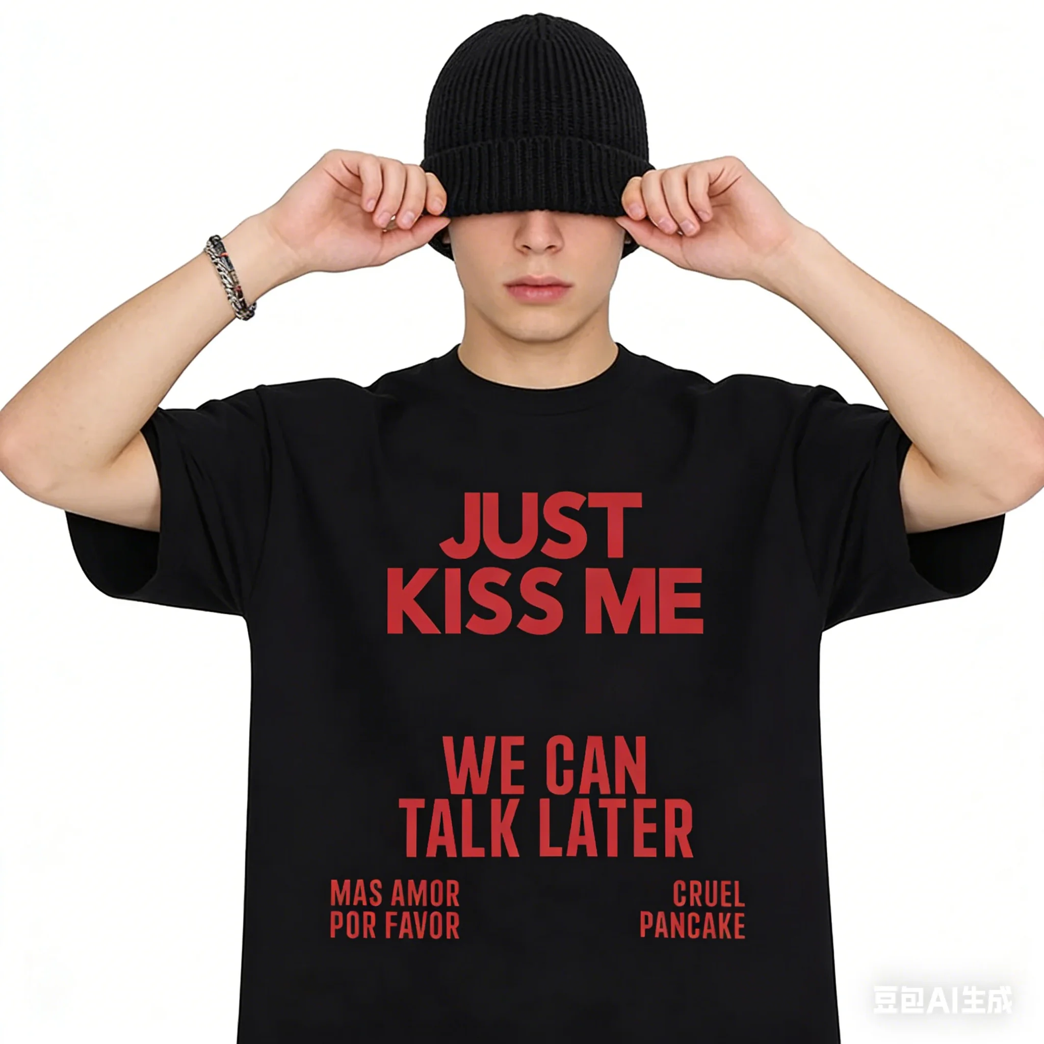 Just Kiss Me We Can Talk Later T Shirt Men Women Funny Joke Fashion T-shirts Oversized Cotton Casual Summer T-shirt Streetwear