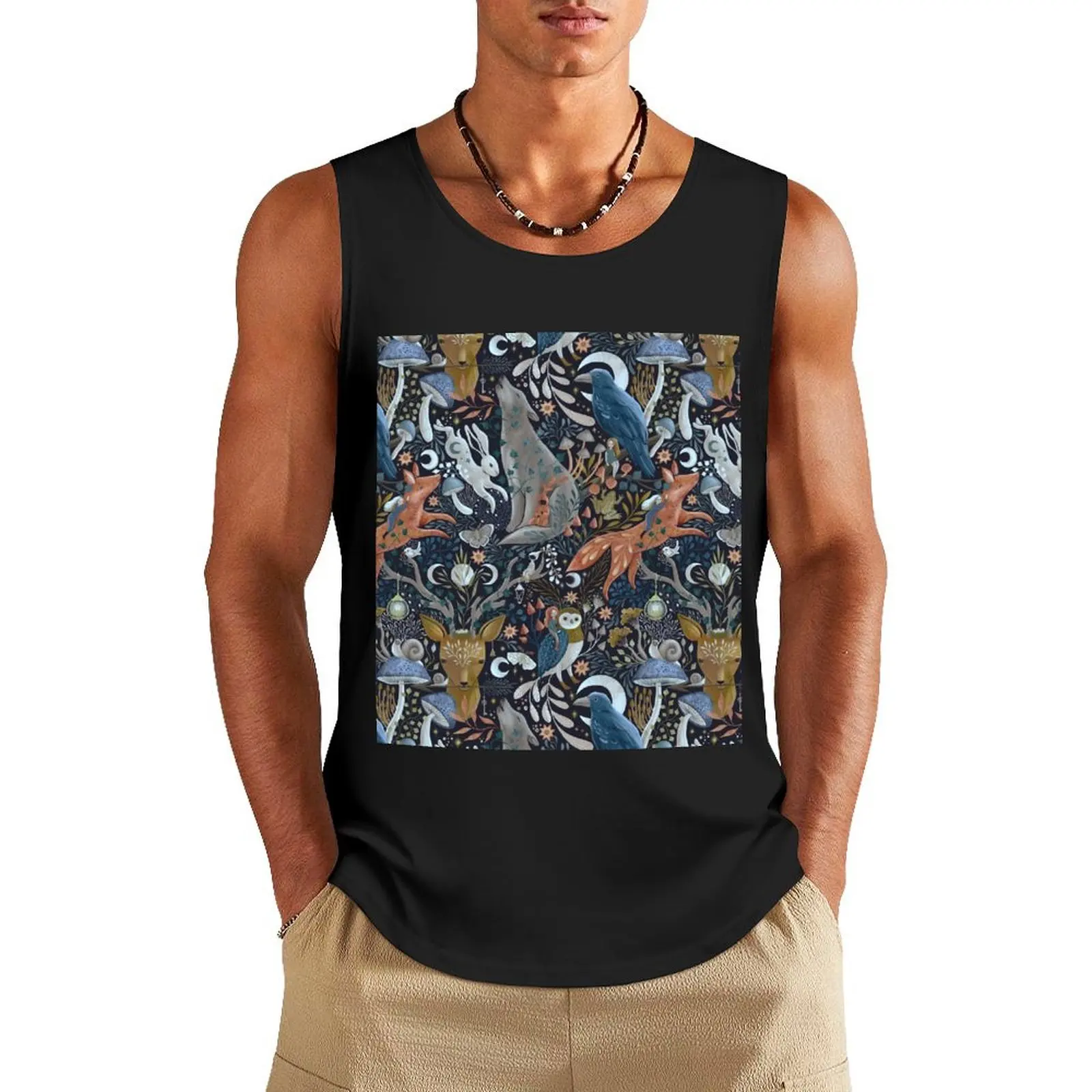 

whimsical gothic pattern Tank Top Gym T-shirts for men vest for men male top gym shirt men