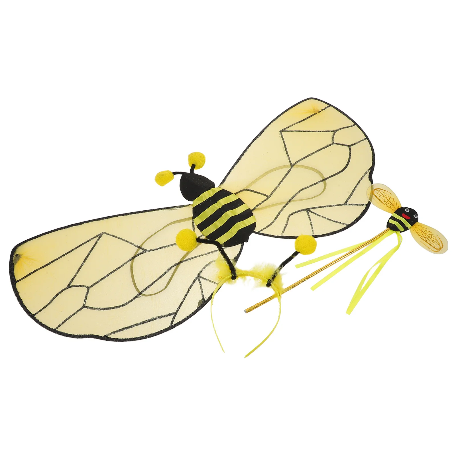 

1Set Bee Wings Costume: Honey Bee Accessory Set For Halloween Carnival Birthday Party Bumblebee Headband With Adjustable