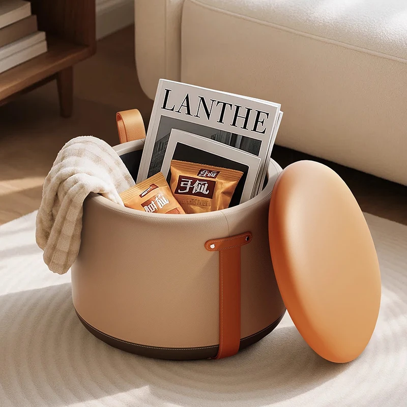 قابل للتعديل تخزين البراز جولة المحمولة الصناعية الجلود بوف العثماني البراز غرفة المعيشة الأرائك Tabourets دي بار الأثاث