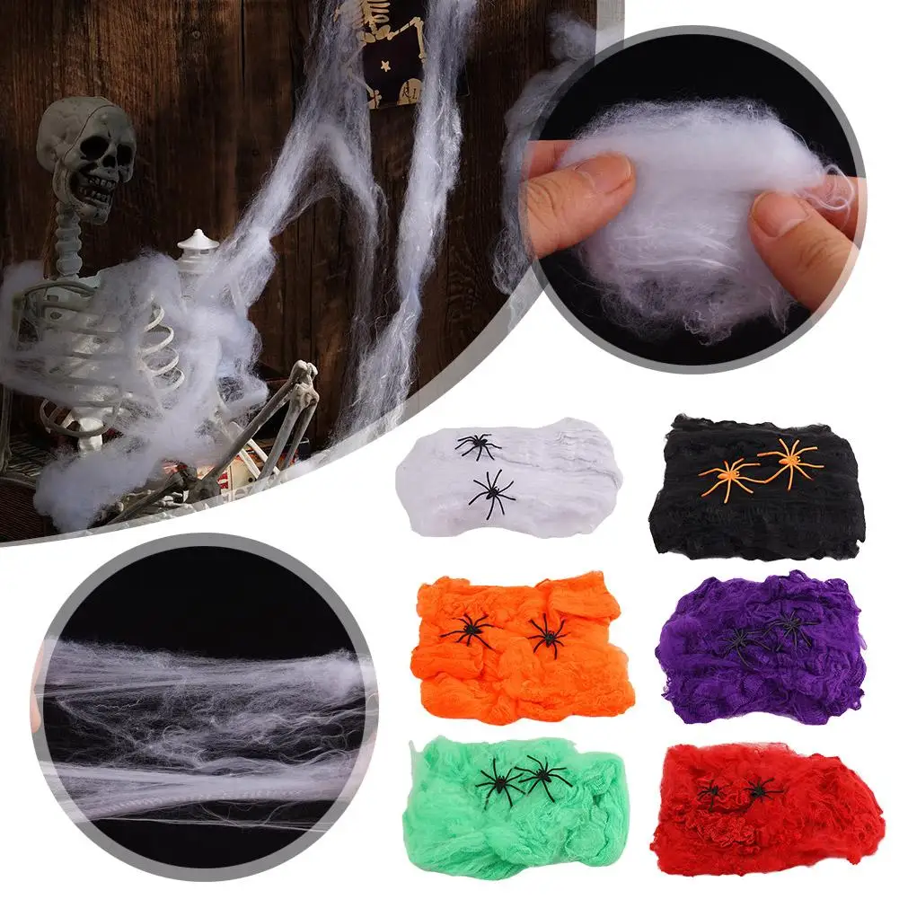 Halloween Decorations Artificial Spider Web Stretchy Cobweb Scary Party Halloween Decoration For Bar Haunted House Scene Pr Y7O8