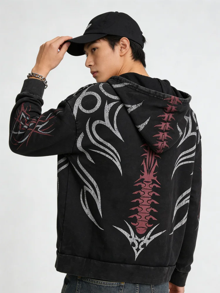 

Худи в стиле Y2K панк, черная, ретро, с принтом черепа на спине, повседневная толстовка с капюшоном, уличная одежда для мужчин и женщин