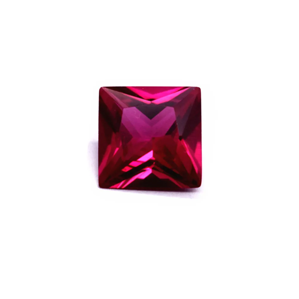High Quality Square Faceted Blood-red Ruby Princess Cut Ruby Gem Mohs Hardness 9