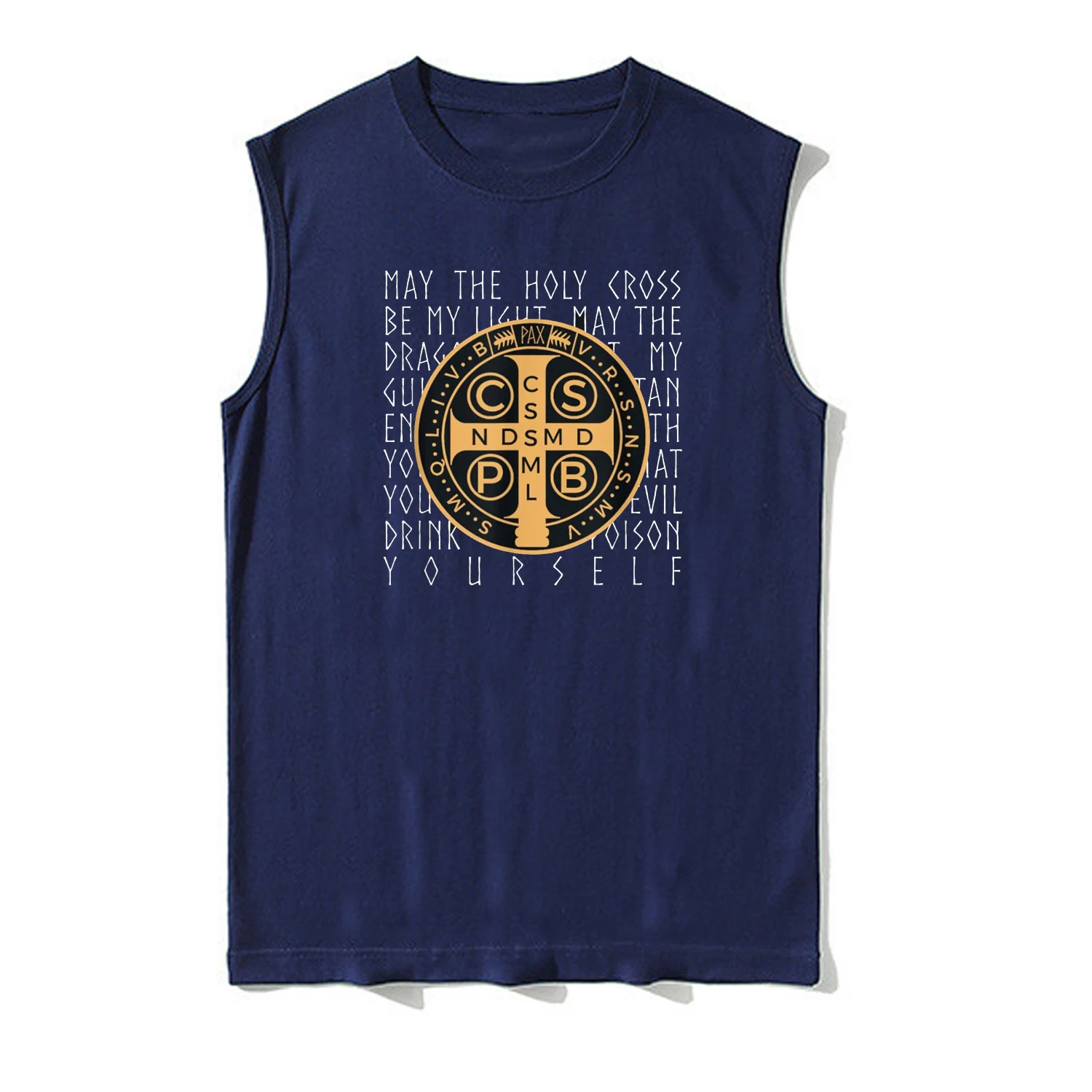 Saint Benedict Medal Christian Prayer Tanktop New 100% Cotton O-Neck Summer Casual Mens Vests Sleeveless T-shirt Streetwear