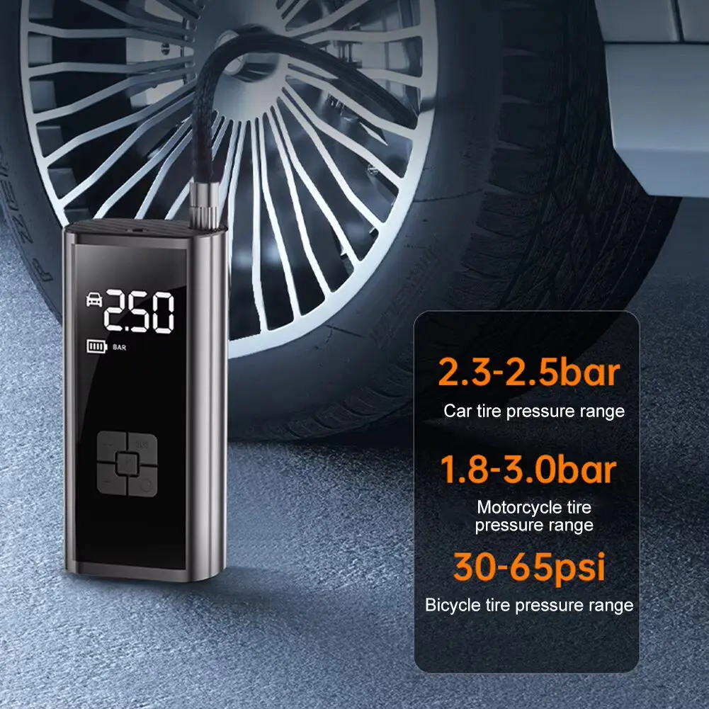مضخة هواء للسيارة سلكية/لاسلكية محمولة ضاغط هواء للسيارة 150PSI مضخة نفخ الإطارات للدراجات النارية والدراجات نافخة كروية لإطارات السيارة