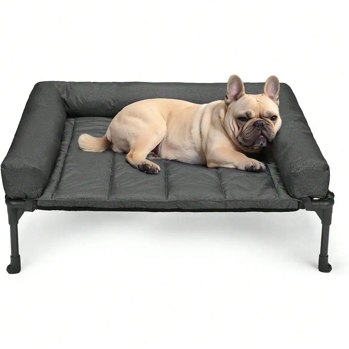 

Elevated Cooling Pet Bed With Removable Waterproof Bolster, Raised Dog Cot W/Breathable Teslin Mesh, Non-Slip Feet, Indoor Outdo