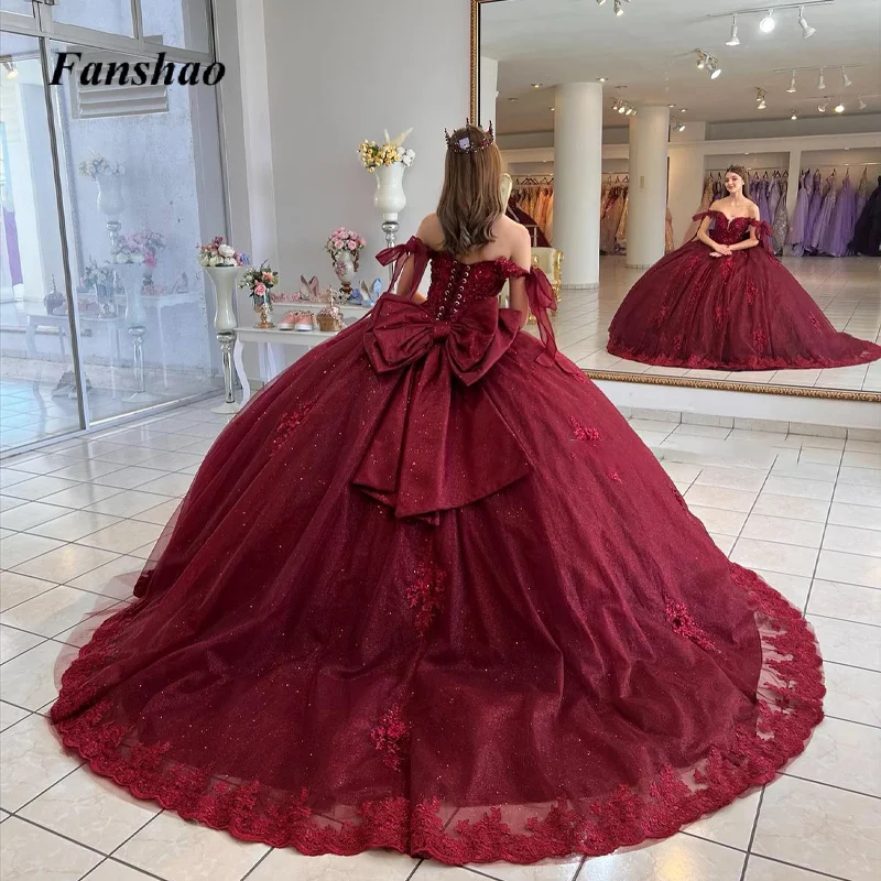 فساتين FURSTENBERG Quinceanera للحلوة 16 ثوب حفلة بطبقات مطوي بفيونكة كبيرة وأربطة مزينة بفيستدو دي نوش حسب الطلب #3