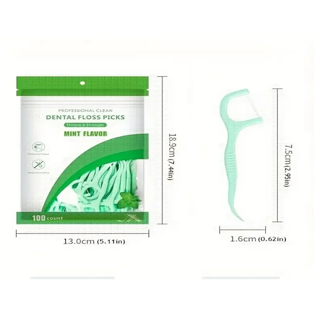 Hilo Dental con sabor a menta, accesorio de plástico ultrafino, resistente y suave, 100 piezas