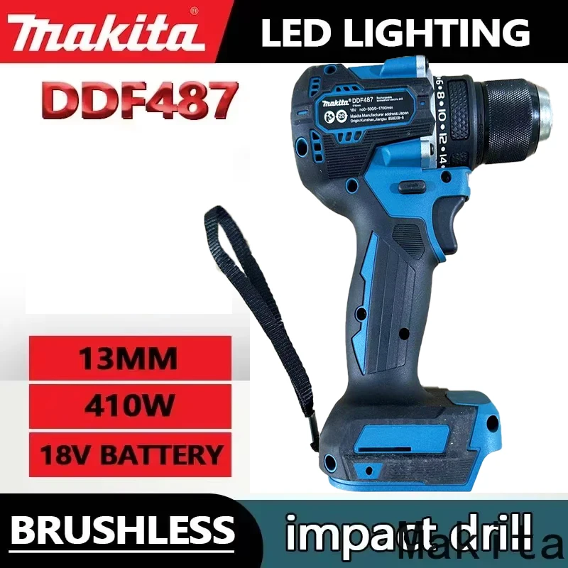 Makita Akku DDF487 Kabelloser Bohrschrauber 18V Bürstenloser Elektro-Schlagschrauber Wiederaufladbares Elektrowerkzeug Makita Werkzeug