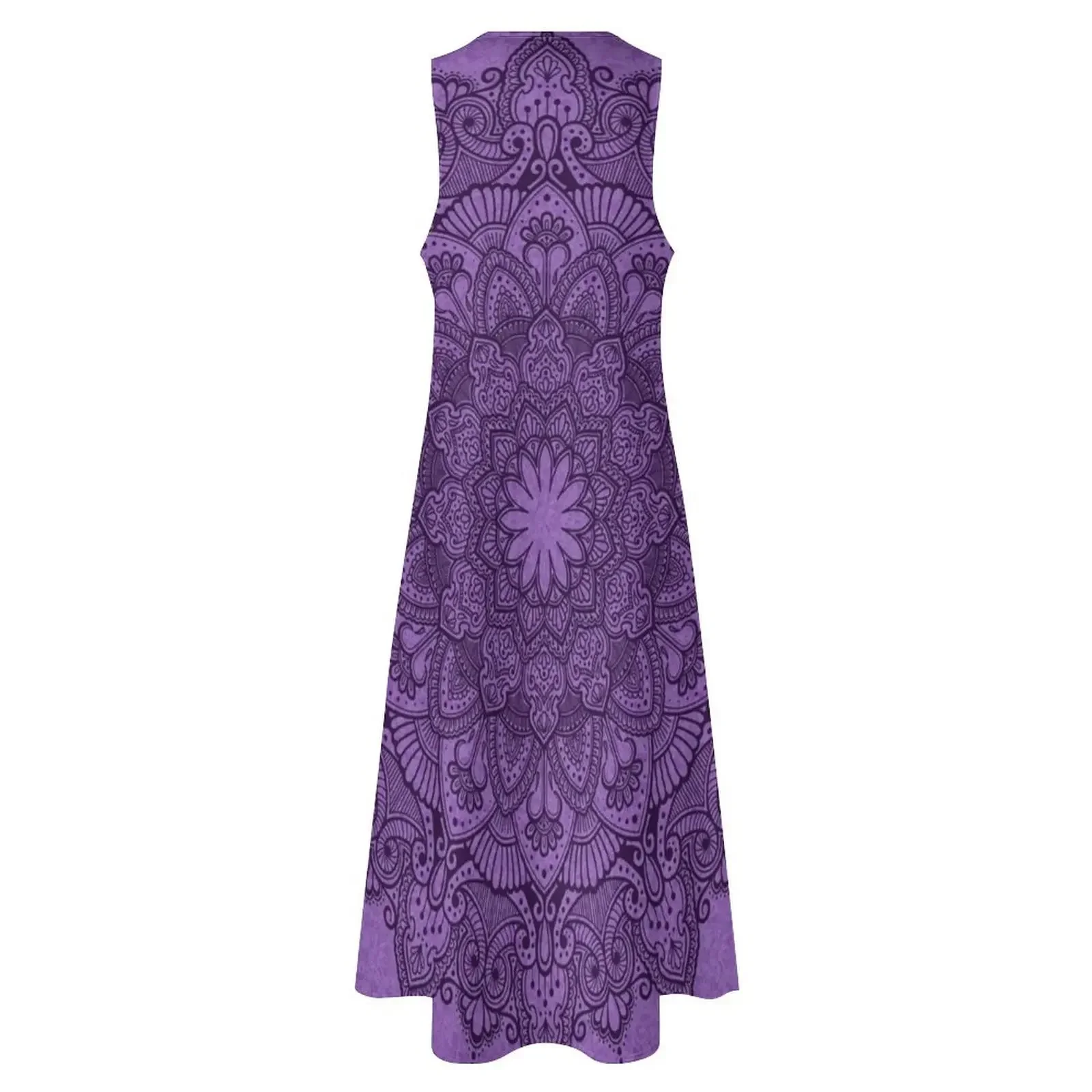 เดรสยาวสีม่วงเข้มลายแมนดาลา ชุดเดรสลำลอง ชุดเดรสออกงาน ชุดเดรสสำหรับหญิงตั้งครรภ์ ชุดเดรสฤดูร้อน 2025 สำหรับผู้หญิง
