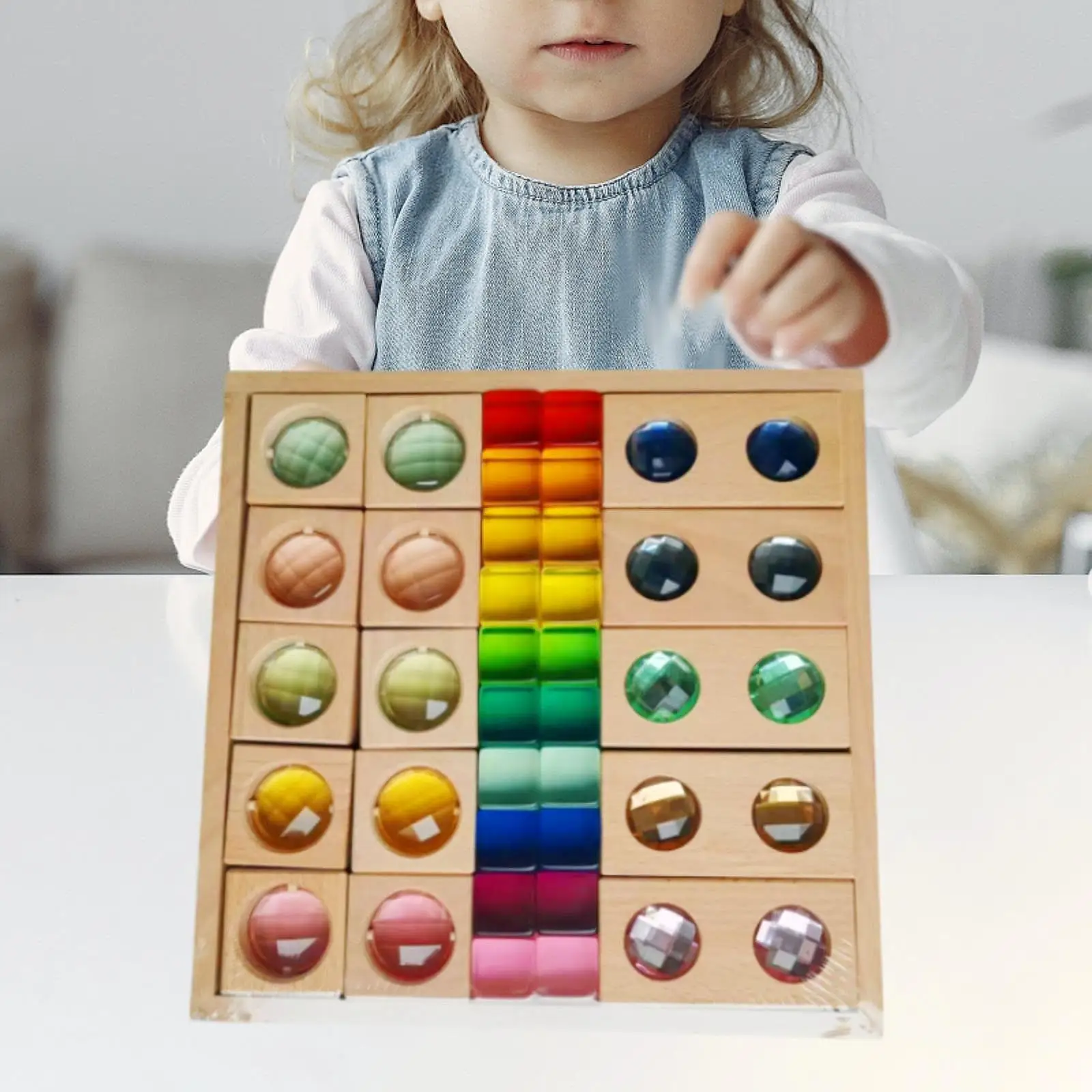 アクリル木製ブロックセット レインボースタッカー カラフル 建設おもちゃ ビルディングキューブ モンテッソーリおもちゃ 対象年齢 3-6歳 子供 キッズ