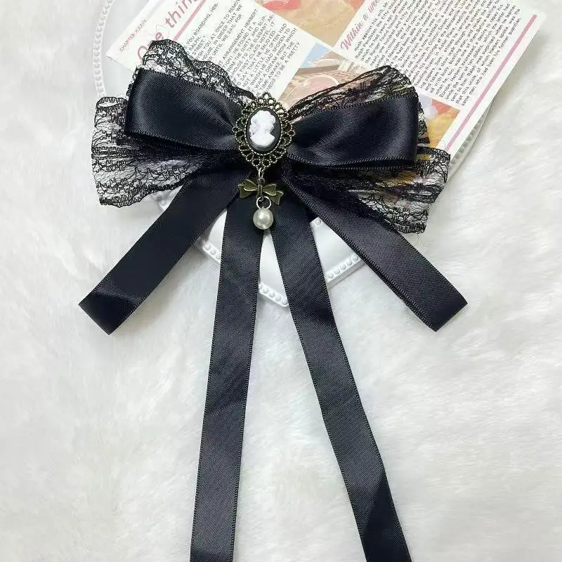 Elegant Cloth Art Bowknot Brooch Clip Crystal Inlaid Fashion Women Necktie Accessory for Office Work Party Gift for Girls