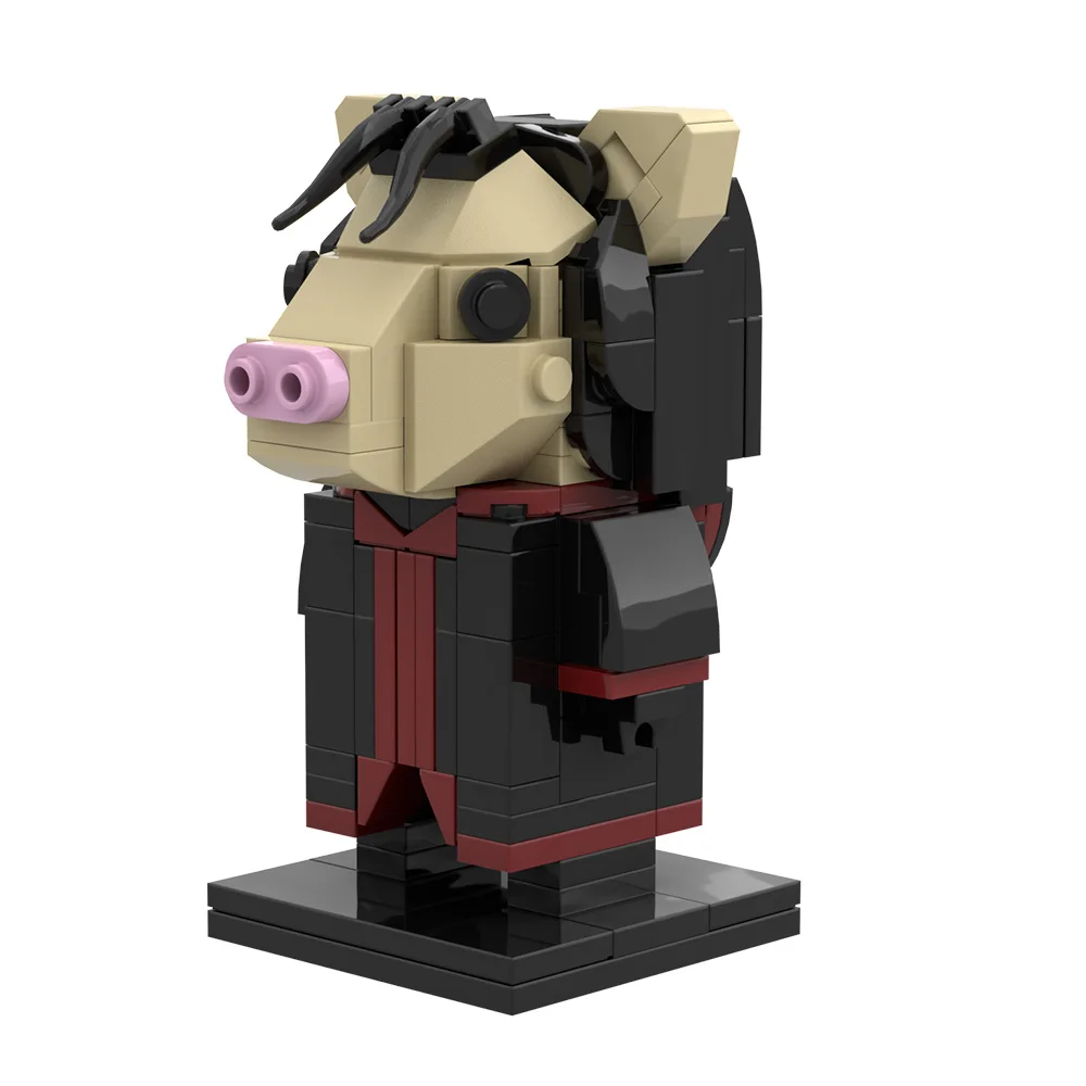 MOC Saw Pig Mask Building Blocks Horror Movie DIY Creative Pig Head Mask Figure Brick Toy Adult Gift