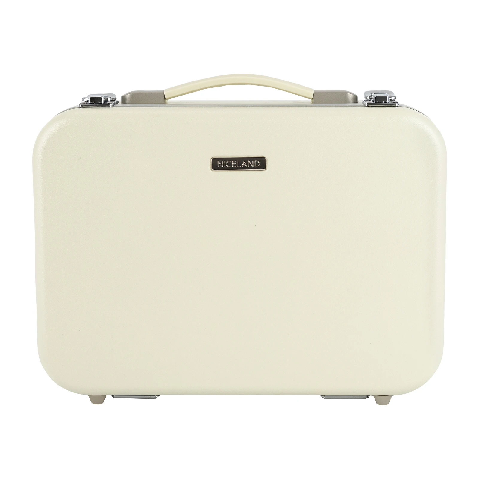 صندوق تنظيم المكياج الأبيض مع ضوء هالوجين مرآة مطور - حقيبة تخزين مستحضرات التجميل الفاخرة