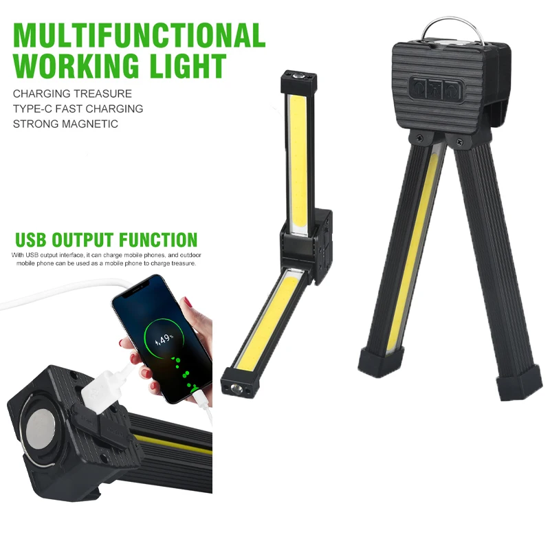 Gym Lamp for Posing,7th Gear Dimming,Portable Magnet LED Flashlight with Hanging Hook,Handheld USB Rechargeable Worklight