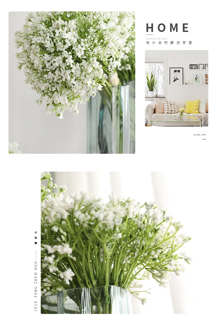 16 Stück künstliche Blumen weiß Gypsophila Hochzeit Brautstrauß Babysbreath künstliche Blumen für Vase Tischdekoration Blumen – Detail 3