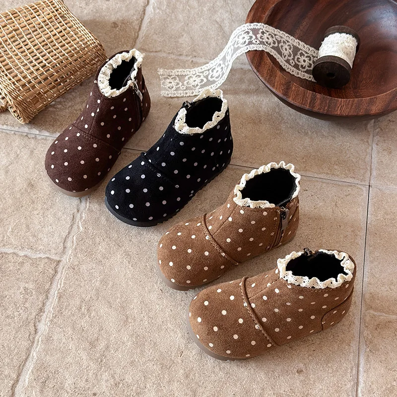 2026 New Autumn Baby Boots Leather Cute Lace Princess Girls Shoes Kids Ankle Boots Fashion Toddler Baby Boots 21-30