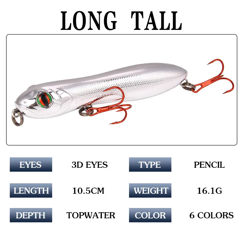 1 Stück/8 Stück 10cm/15,6g Schwimmender Angelköder Pencil Bait Popper Oberflächenköder Künstliche Köder Set für Karpfenangeln – Detail 2