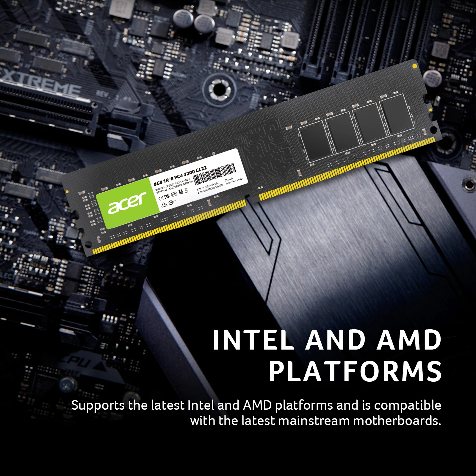 

ACER DRAM DDR4 Memory UD100 U-DIMM for Desktops 3200MHz 8GB