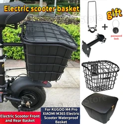 Electric Scooter Front Rear Basket for KUGOO M4 Pro XIAOMI M365 Electric Scooter Basket Bike Waterproof Metal Basket Accessories