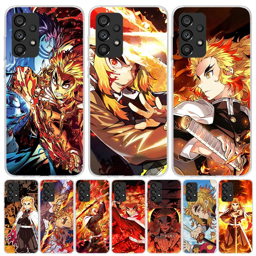 Demon Slayer Rengoku Kyoujurou Case Phone Cover for Samsung Galaxy A15 A14 A13 A12 A55 A54 A53 A52 A35 A34 A33 A32 A25 A24 A23 A