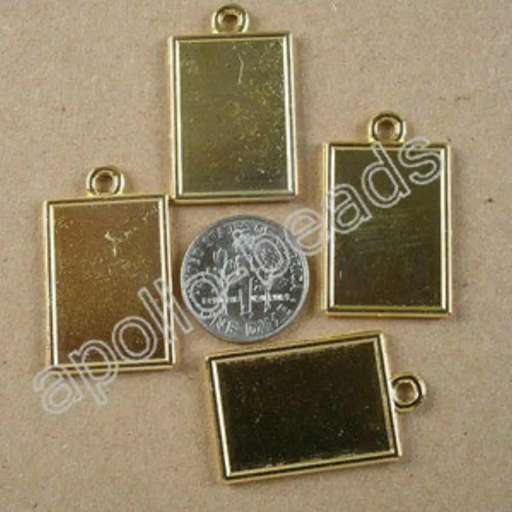 

5PCS 29*18.00MM,INNER SIZE:21X14MM,HOLE:2MM GOLD TONE RECTANGLE PICTURE FRAME H3994