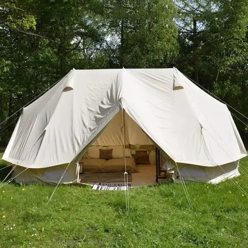 2026   Large 4 Season Cotton Canvas Wall Tent Glamping Yurt Flashing Flue Kit For Outdoor Camping