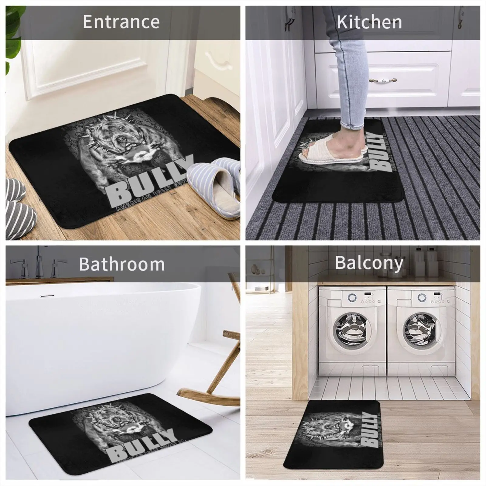 Bully American Bully Pit Bull Mat Rug Carpet New Shaggy Anti-Slip Door Cushio Bath Floor Mat