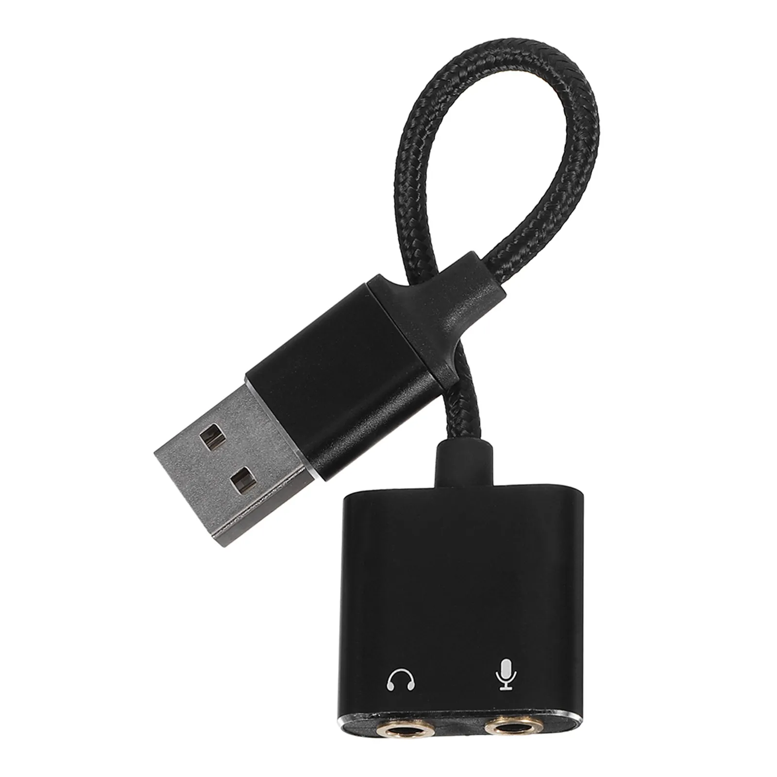 External USB Audio Interface Sound Card Adapter with Headphone Microphone Jack Splitter for Computer Laptop Tablet Stable Stereo