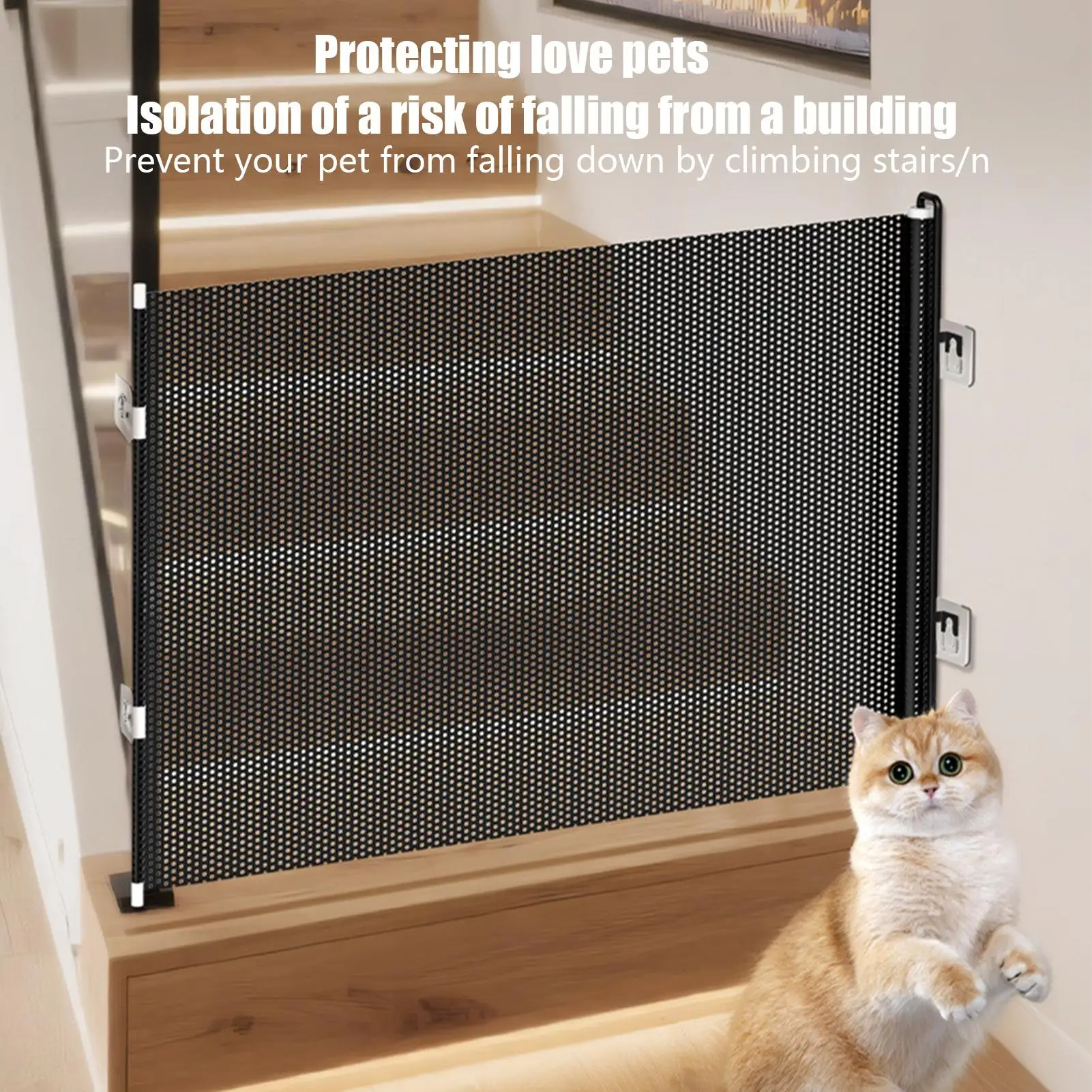 new Retractable Pet Safety Gate Wide, Indoor Mesh Fence for Dogs & kitten, Mounting Accessories Included for Doors & Hallways