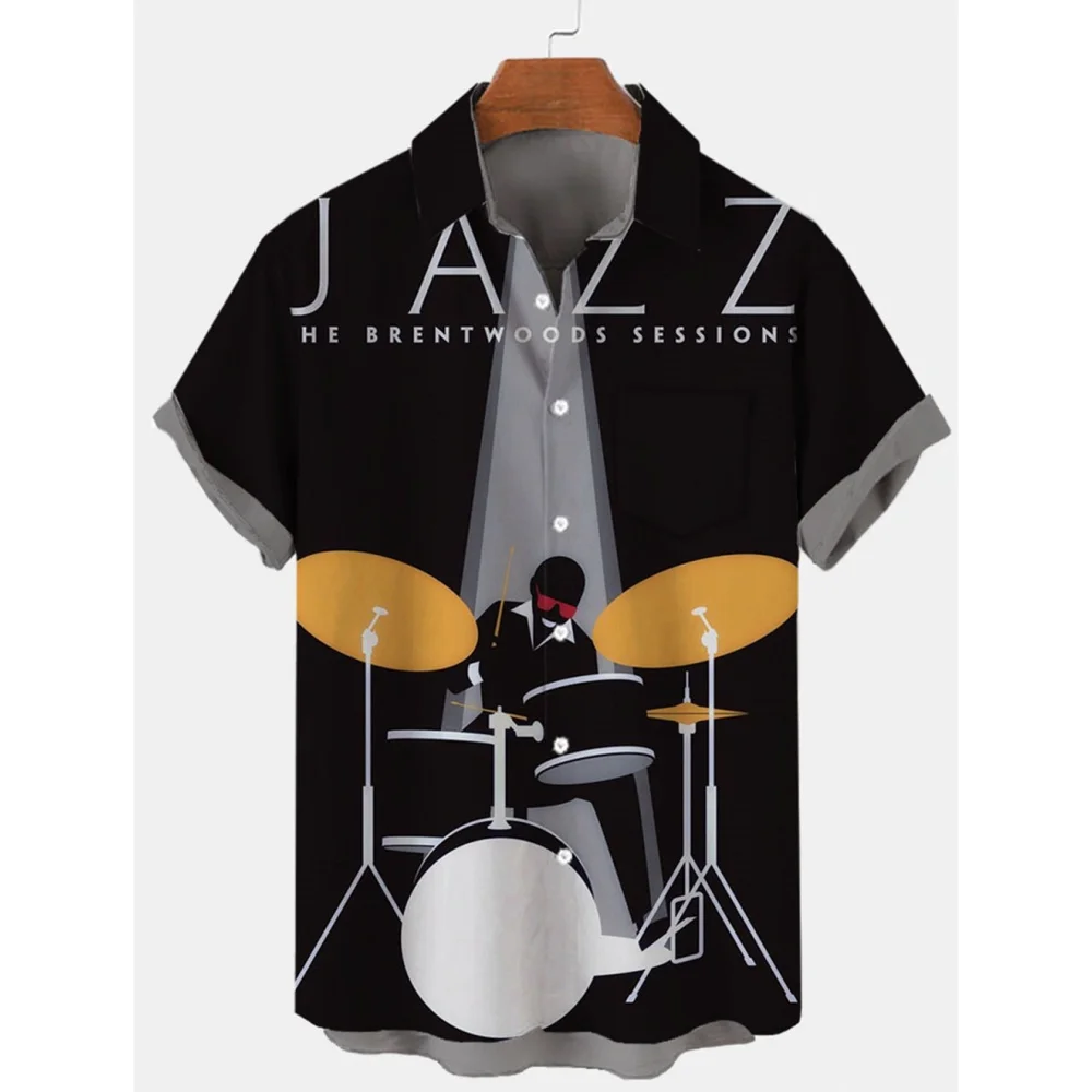 Music Guitar 3d Print Men's Casual Shirt Hawaiian Shirt Men Summer Casual Short Sleeved Shirt For Men Clothing Breathable Shirts