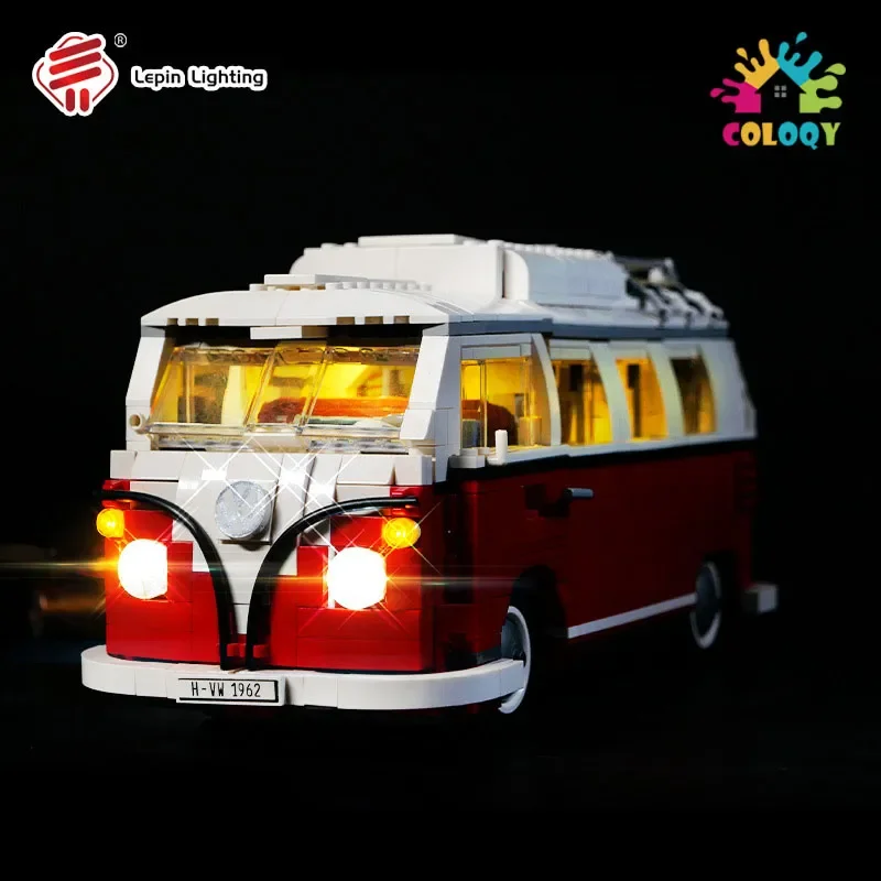 DIY building block LED lighting is suitable for VW T1 camper red version model sports car MOC 10220 K box