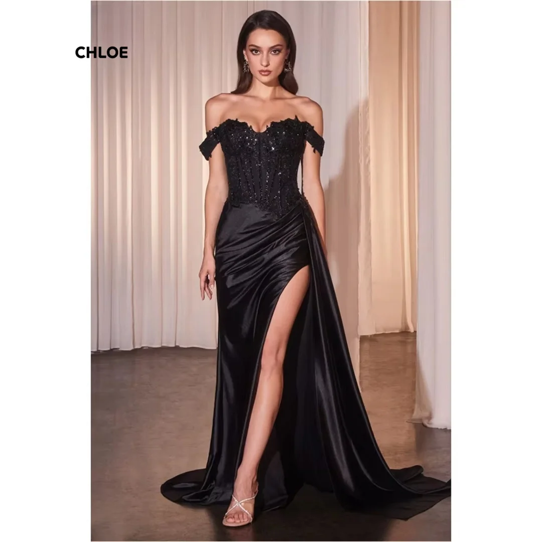 

Custom Made Evening Dresses Woman Elegant Dresses for Special Event Line A Prom Dress Off-shoulder Sleeveless Luxury Ball Dress