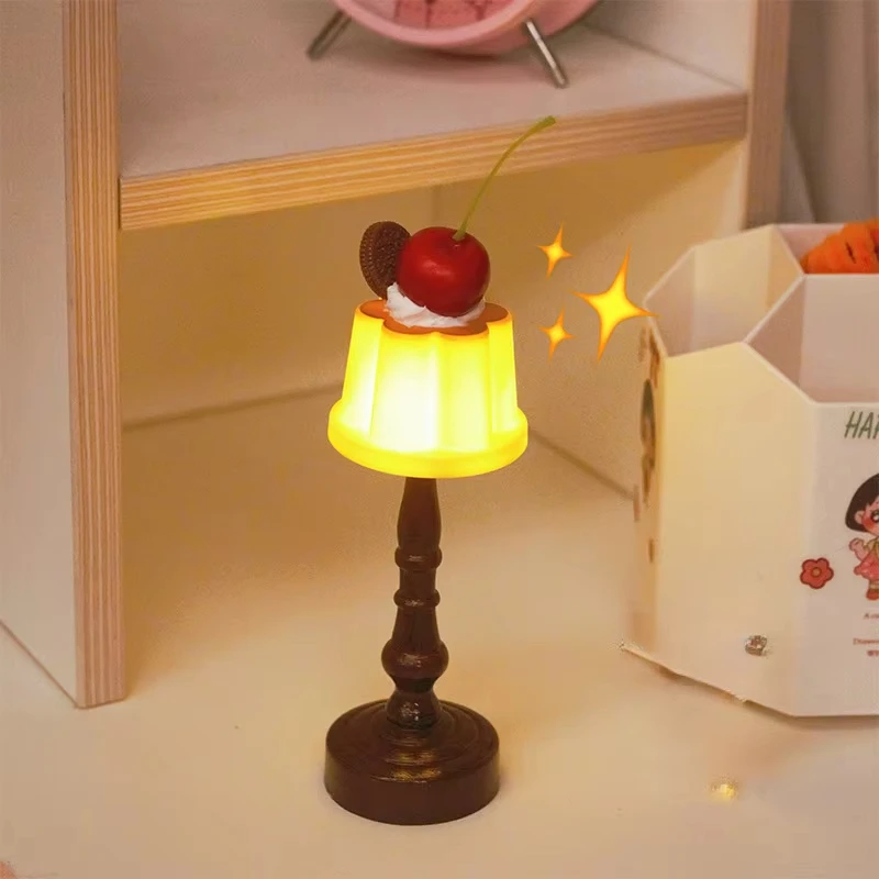 Retro pudding night light LED bedside lamp battery powered mini table lamp suitable for bedroom cafe home decor, gift for friend