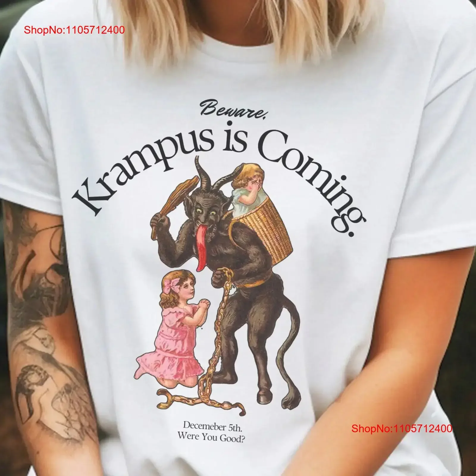 Krampus T Shirt German Folklore Christmas Krampusnacht Winter Solstice Yule Dark Academia Festival Goth vintage Washed homme