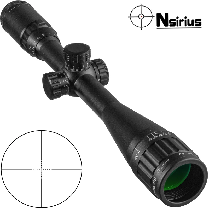 NSIRIUS 4-16X40 AOE Tactical Riflescope Optical Sight Red Green Llluminate Crosshair Hunting Rifle Scope