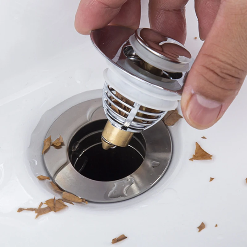 Universele Rvs Wastafel Pop-Up Bounce Core Wastafel Afvoer Filter Haar Catcher Gootsteenzeefje Stopper Badkamer Tool
