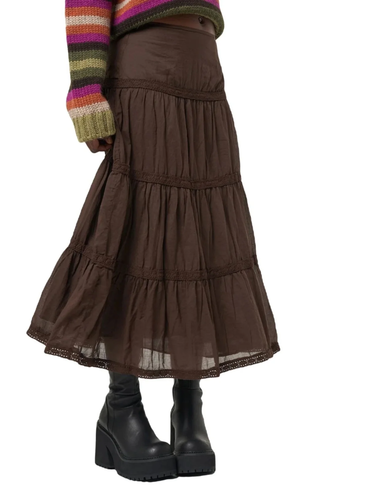 Jupe Patchwork décontractée pour femmes, couleur Pure, jupe décontractée, tissu Polyester, Design taille haute, printemps été automne