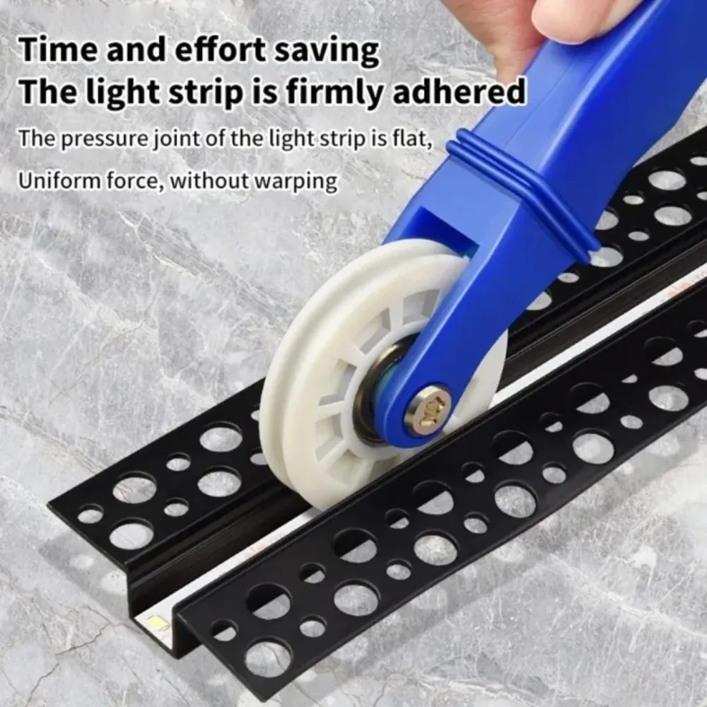 LED Strip Channel Roller Tool Plastic Ergonomic Handle Sturdy Double-Head Pressing Wheel Adhesive Tape Fixing Auxiliary Supplies