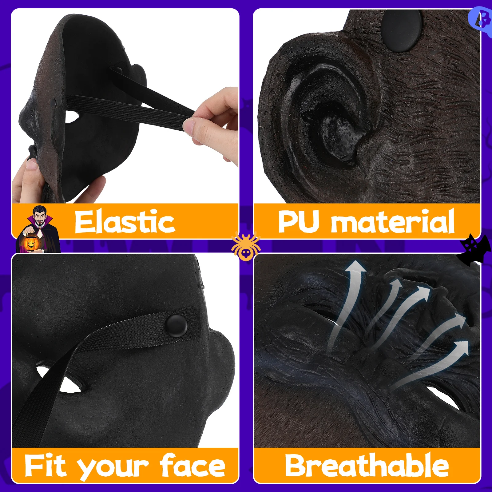 Monkey Mask Funny Adult Animal Half Mask For Halloween Party Masquerade Costume Festival Decorations Kids Men Women Play