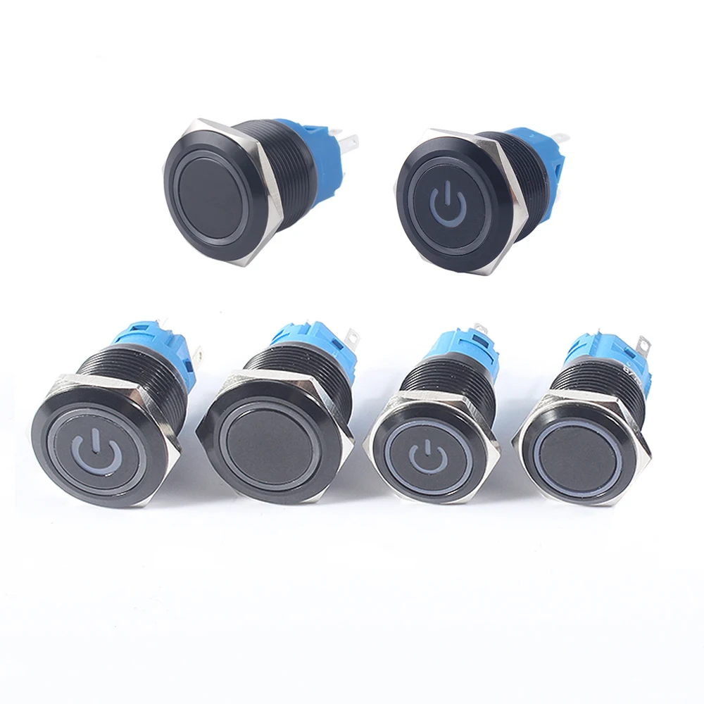 16/19/22mm Waterproof oxidized aluminum black double colors Annular LED Metal Push Button Switch for Lamp Doorbell Car sigal