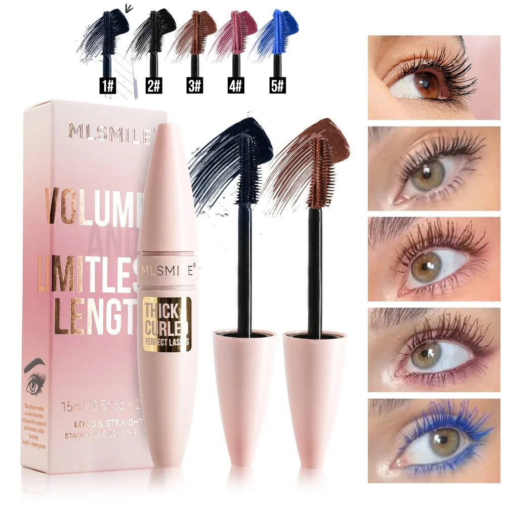 MLSMILE 2点セット 汚れない、長く、カールするベースコート + カラフルな、立体的なマスカラセット