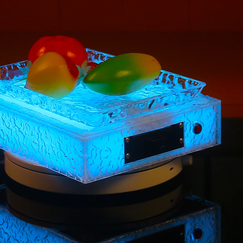 

LED Luminous Acrylic Fruit Plate Ice Pattern Fashionable Snacks & Fruits Holder for Bar KTV Night Party Supplies